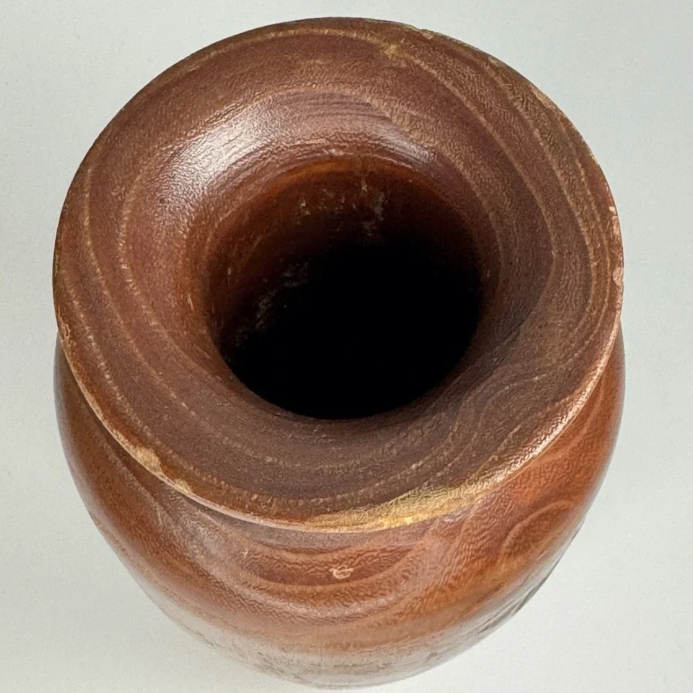 Vintage Mid Century Modern Turned‎ Wood Vase Handmade Hardwood MCM
